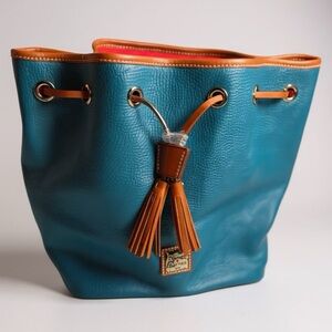Dooney & Bourke Teal and Red Leather Shoulder Bag